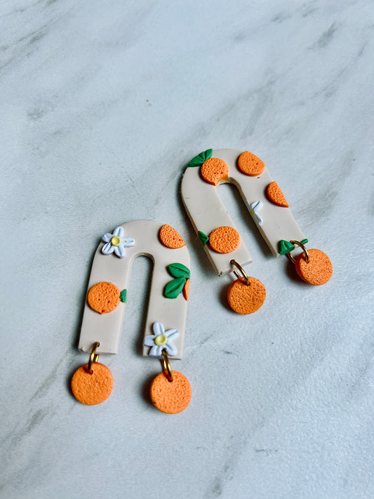 Orange Fruit Arch Earrings